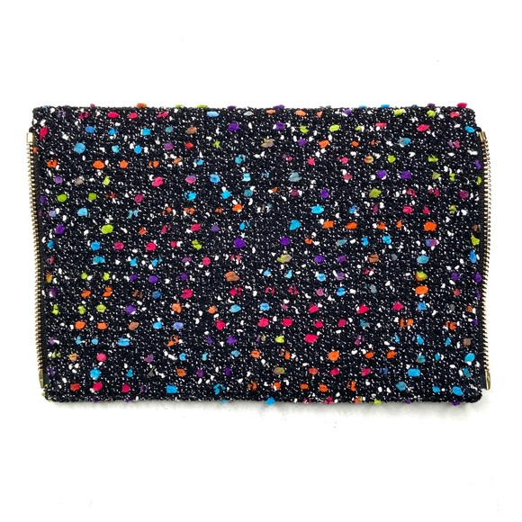 Diane Von Furstenburg Agent Karlie Confetti Tweed Zip On Clutch - Picture 4 of 15